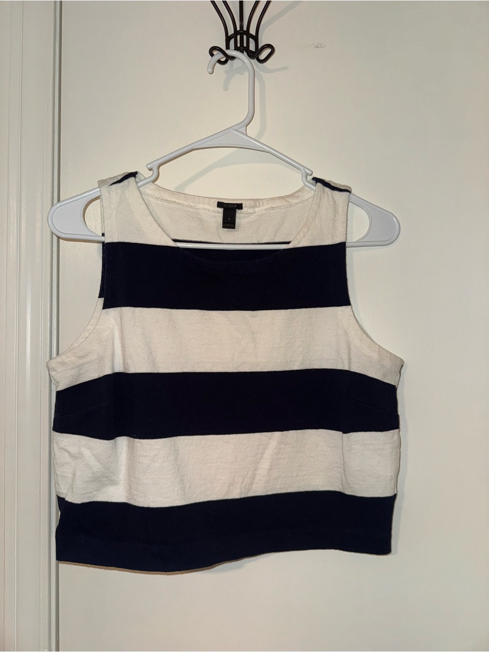 J Crew Striped Sleeveless Crop Top - Navy and White
